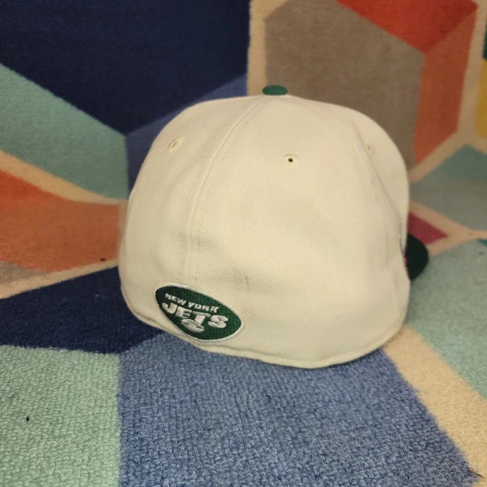 New York Jets New Era 59FIFTY Fitted Hat‎ Cream Green Size 7 5/8 EST 1960 AFC